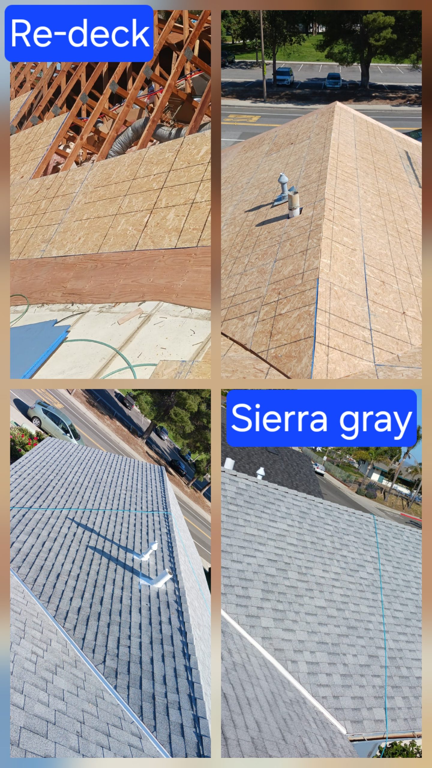 Asphalt Shingle Roof Replacement in Sherman Oaks, CA — before and after drone photo