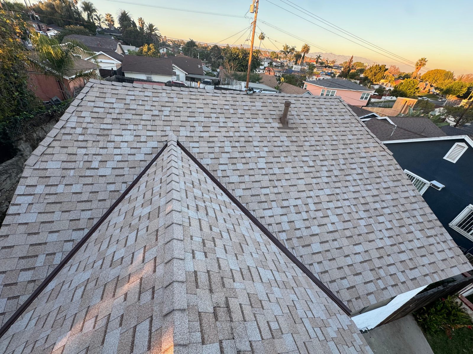 architectural shingle roof on a home in La Cañada Flintridge, California — a Samuel Roofing Inc. job photo