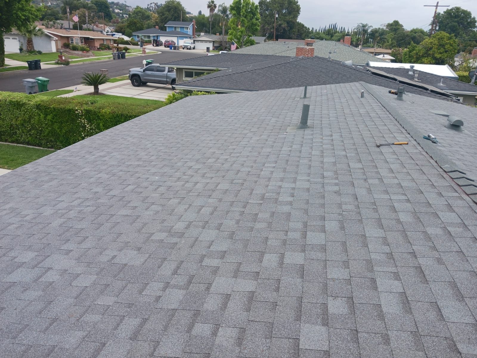 architectural shingle roof on a home in La Habra, California — a Samuel Roofing Inc. job photo