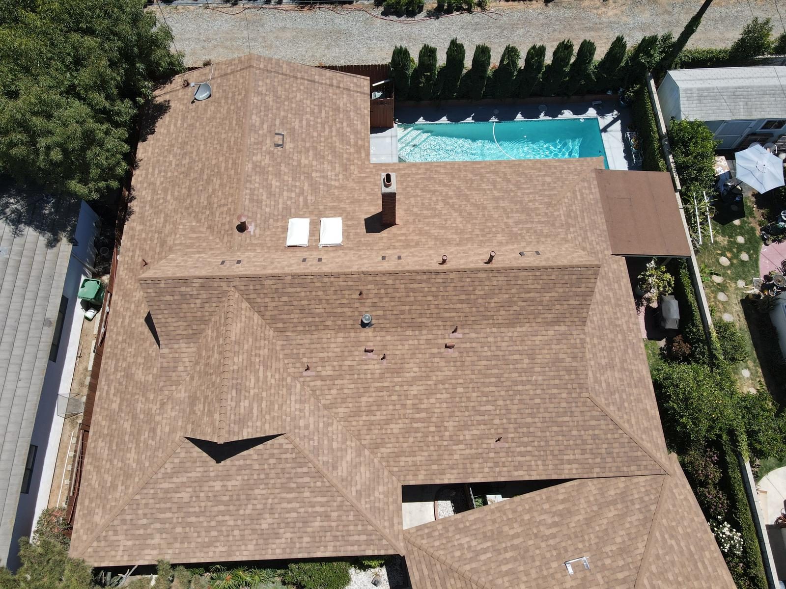 architectural shingle roof on a home in West Covina, California — a Samuel Roofing Inc. job photo