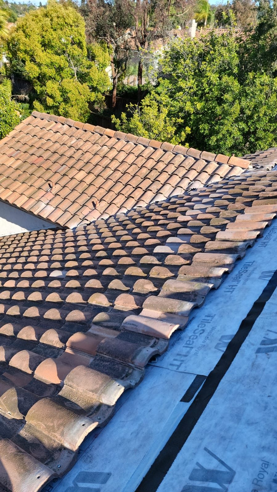 clay tile roof on a home in Westlake Village, California — a Samuel Roofing Inc. job photo